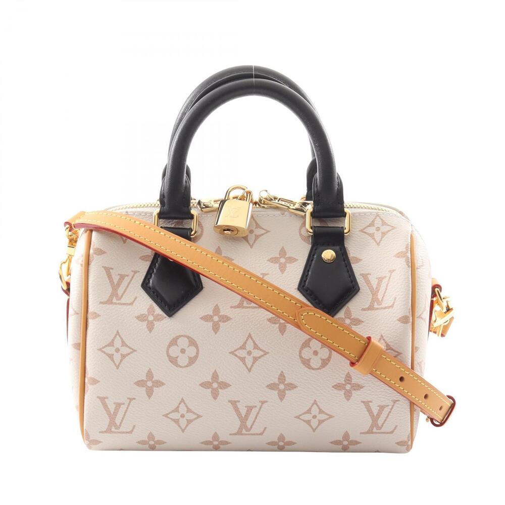Louis Vuitton Speedy Bandouliere Handbag Dune White Beige Black